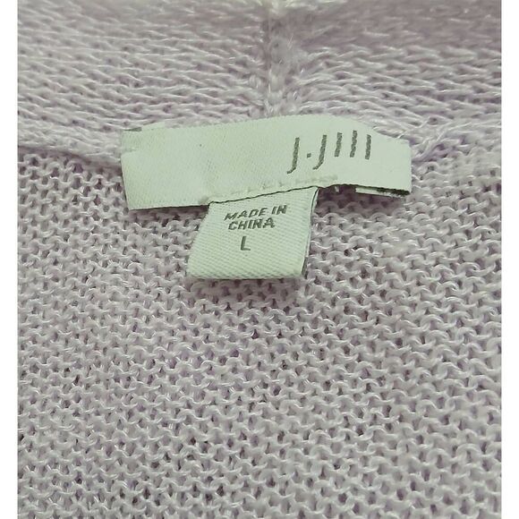 J jill womens large linen viscose  open knit lavender purple cardigan topper - Picture 5 of 7